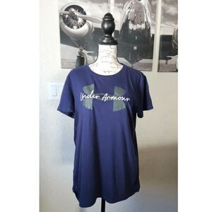 Under Armour T-shirt Blue Logo Cotton Women's Medium